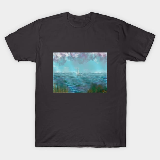 Rainy Ocean, digital painting T-Shirt by NadJac